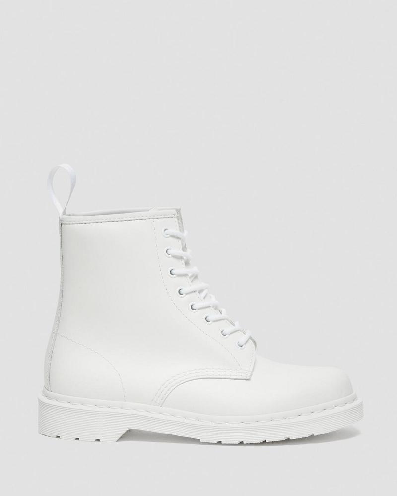 Men's Dr Martens 1460 Mono Smooth Leather Lace Up Boots White | AU 518GSO